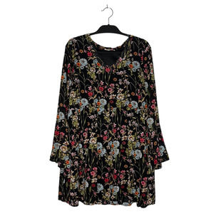 Altar'd State Size Large Dark Floral Mini Dress Bell Sleeve Boho Indie Preppy